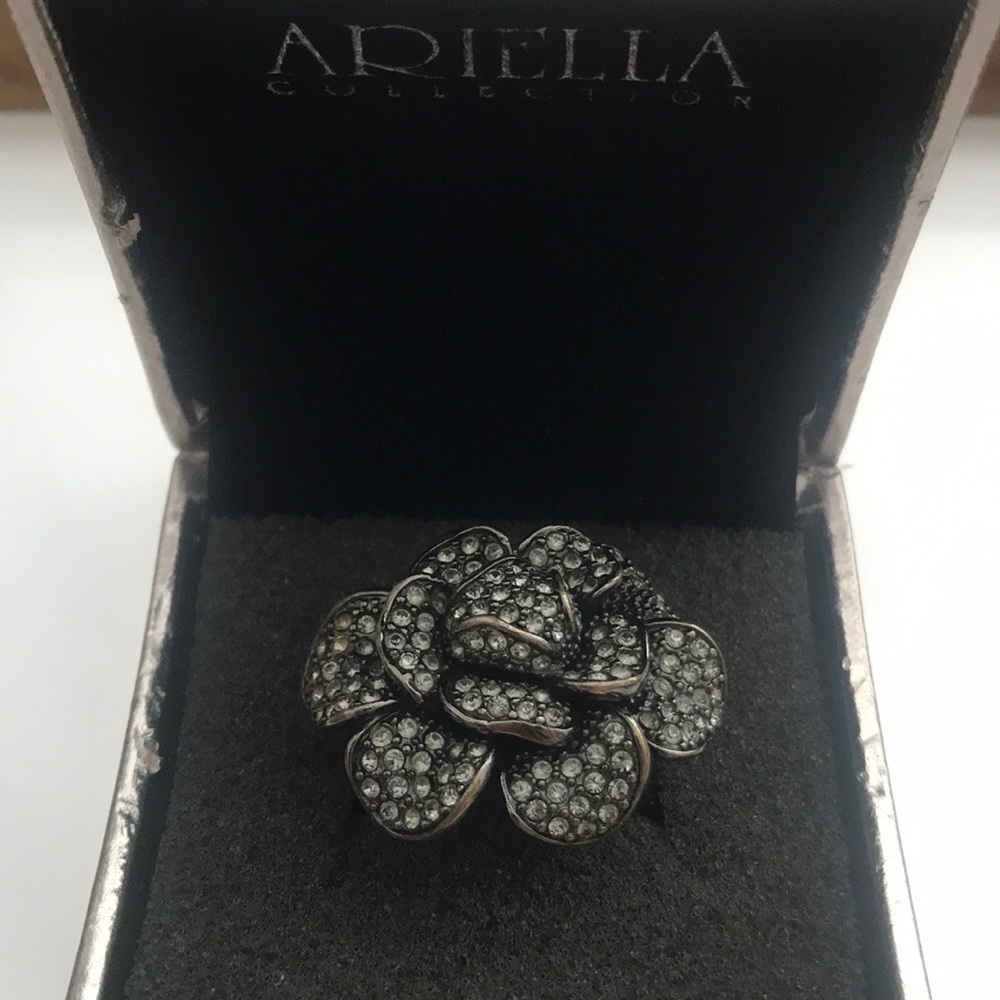 Ariella Collections Dark Grey Rhinestone Ring